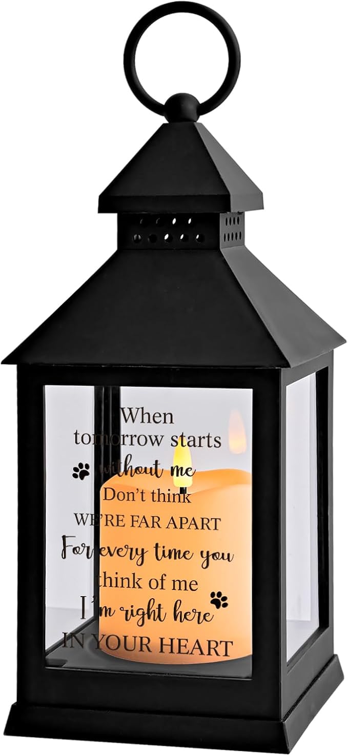 Pet Memorial Gifts for Loss of Dogs Cats Paw Print Left Memorial Lantern Sympathy Gifts Bereavement Gifts Dog Remembrance Gift in Memory of Dog Cat