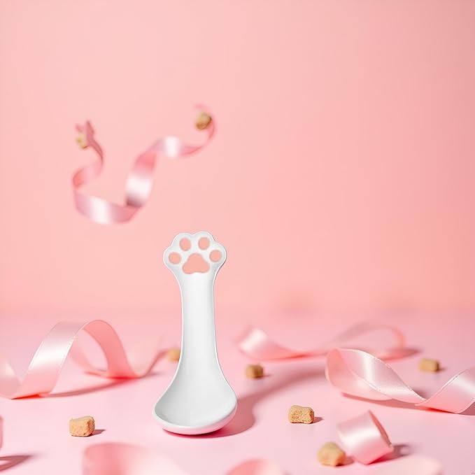 Pink Silicone Pet Food Spoon, Cat Food Can Opener Paw, Wet or Dry Food Short Spoon for Cat Dog With Mini Spatula, Feeding and Watering Supplies