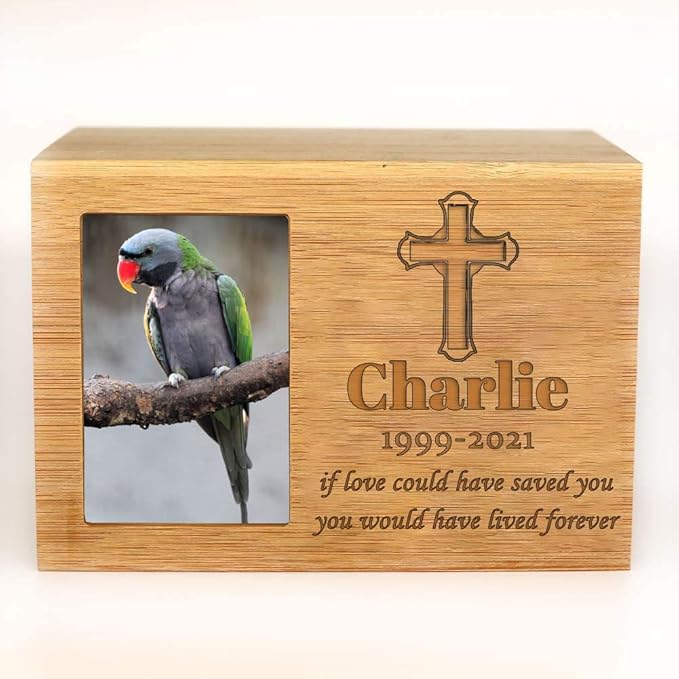 ODB Personalized Cremation Urns for Dogs Ashes, Wooden Pet Memorial Keepsake Urns, Photo Box Pet Cremation Urn