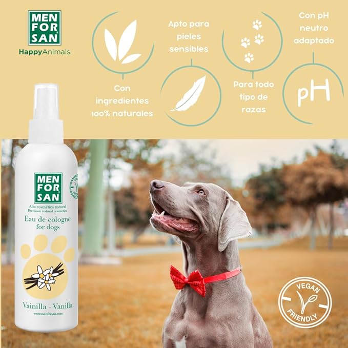 MENFORSAN Eau de Cologne Vanilla for dogs 100% Natural, Vegan-Friendly, Alcohol Free