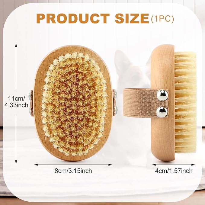 Soft Boar Bristle Pet Palm Brush for Short Haired Dogs and Cats with Band, Reduce Shedding,Ergonomic Dog Brush(Soft dog brush)