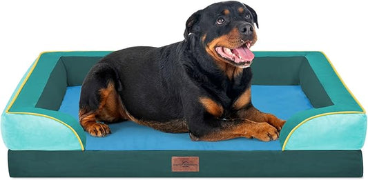 Comfort Expression Orthopedic Dog Bed for Extra Large Dogs 45x35 Inch, Waterproof Egg Crate Foam XL Pet Bed with Removable Bolsters, Dog Couch with Washable Cover & Non-Slip Bottom, Seattle
