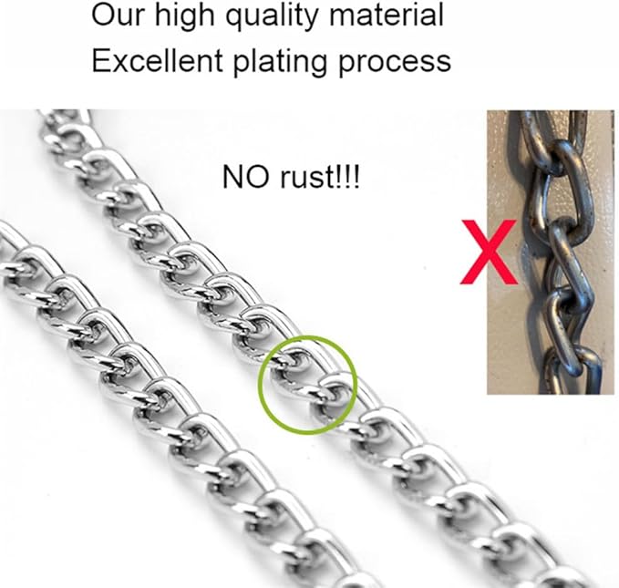 Silver Dog Choker Collars,2-Pack Metal Slip Link Martingale Collar Training Heavy Duty Dog Choke Collars Boys Girls Puppy Collars for XXS XS Small Medium Large Big Breed,M