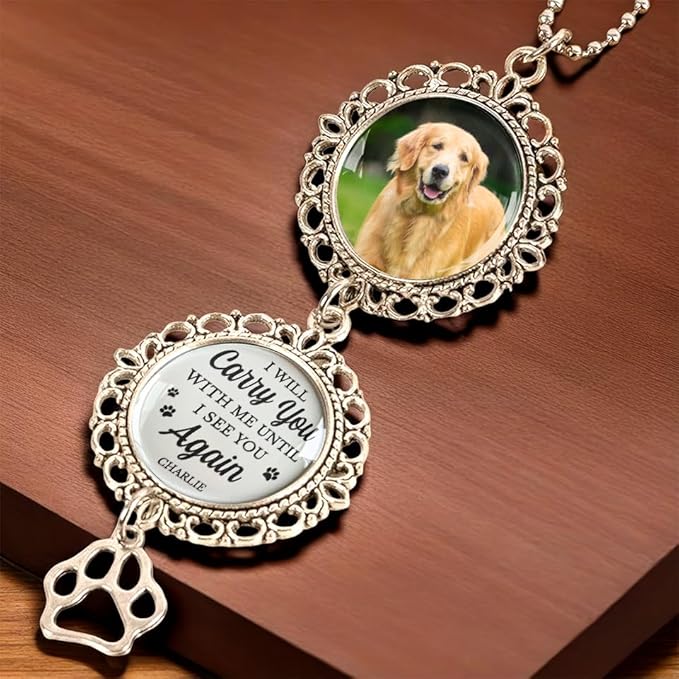 Custom Photo Forever in My Heart, Personalized Pet Memorial Car Hanging Ornament, Loss of Dog Sympathy Gift, Dog Passing Away Gifts, Remembrance Bereavement Keepsake for Loss of Pet