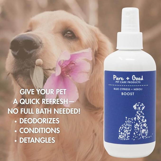 Refreshing Boost 8 oz - Nourishes Skin and Smoothes Coat, Deodorizing, Conditioning - Plant Based Fragrance Oils (Lavender + Chamomile)