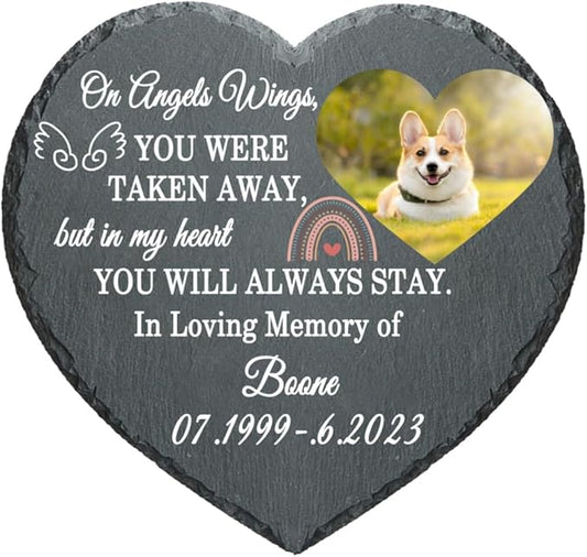 Rainbow Bridge Garden Stone Dog Memorial, Always and Forever in Our Hearts Personalized Memorial Garden Stone,Memorial Garden, Sympathy Gifts, Remembrance, Bereavement Gifts