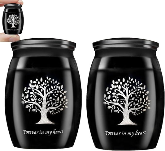 Small Keepsake Urns for Pet Ashes, 1.58 Inch Mini Cremation Urns for Ashes with Tree of Life Pattern,Stainless Steel Decorative Memorial Mini Funeral Urn for Ash (Tree of Life-2 Pack)