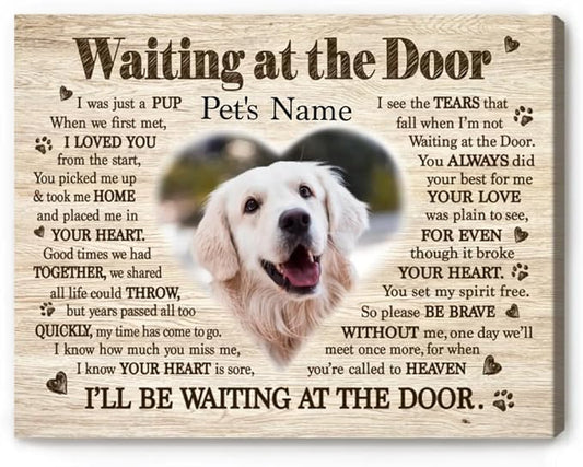 Benicee Shop Waiting At The Door Dog Poem Canvas, Custom Pet Loss Memorial Gifts, Dog Sympathy Gifts 8x10 inches canvas