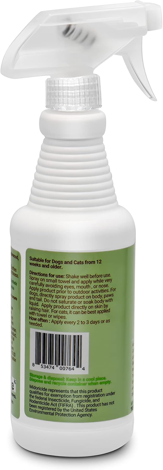 Tick and Fleas Product with Cedarwood, Lemongrass and Quillaja Extract for Dogs and Cats -16oz. Repel & Kill