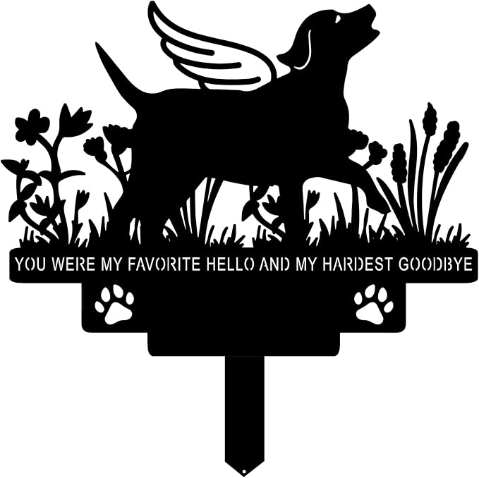 Personalized Pet Memorial Grave Marker, Custom Pet's Name Cemetery Decorations for Funerary, Metal Pet Garden Stake, Outdoor Sympathy Pet Stake Plaque Gift for Loss Dog