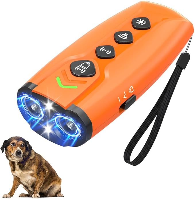 Dog Bark Deterrent Device with 3X Ultrasonic Barking Control and LED Light, Rechargeable Dog Training Tool for Indoor and Outdoor Use Behavior Correct Safe & Humane