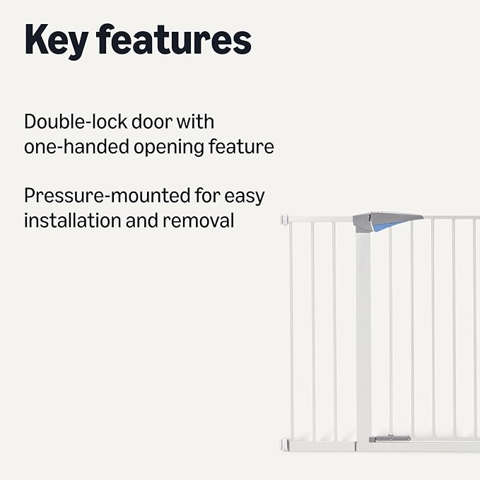 Amazon Basics Adjustable Wide Walk Through Metal Pet Gate for Doorways, Hallways, Stairs, 30 Inches Tall