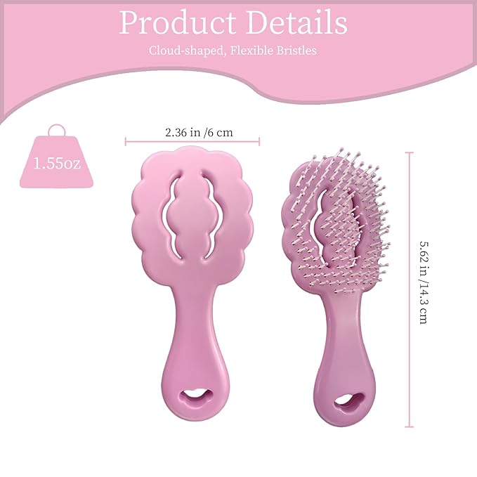 Cloud-Shaped Soft Bristle Small Dog Brush - Hollow Back Design for Easy Grooming - Ideal for Yorkie, Shih Tzu, Maltese Maltipoo Pomeranian- Puppy Essentials , Pet Hair Removal Essentials (Purple)