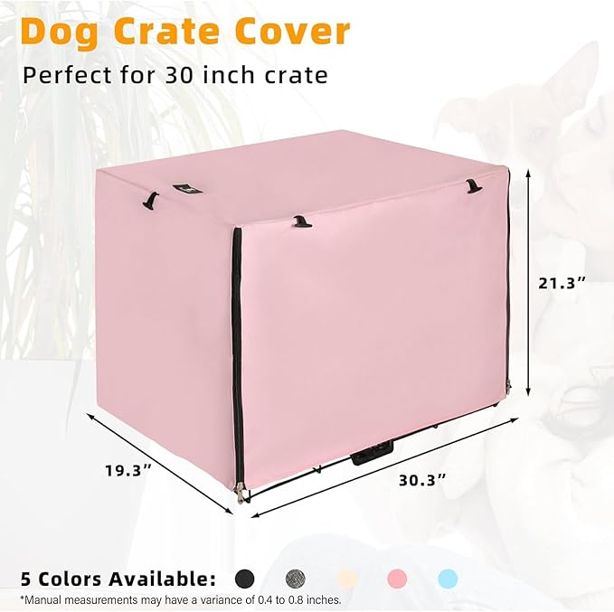 X-ZONE PET Double Door Dog Crate Cover - Polyester Pet Kennel Cover Fits 30 inches Wire Dog Cage Pink