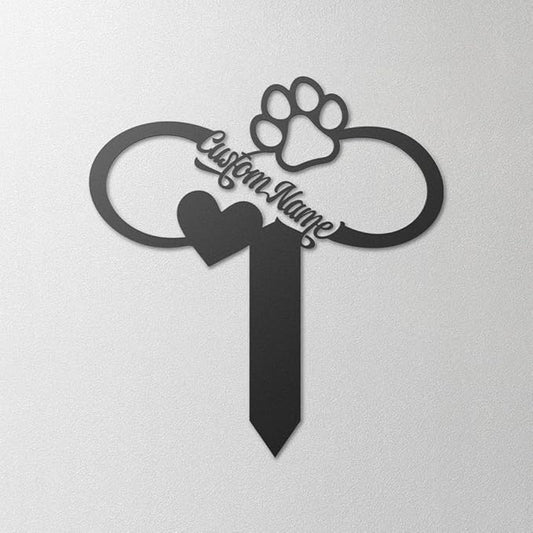 Personalized Dog Memorial Stake, Custom Pets Remembrance Plaques for Outdoors, Metal Grave Marker Cross, Garden Yard Dog Grave, Pet Pawprints Keepsake