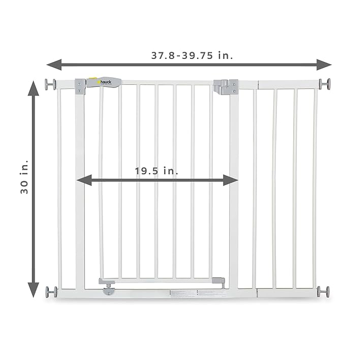 hauck Open N Stop Pressure Fit Baby & Pet Safety Gate w/ 8" Extension, Accommodates 37.8 to 39.75" Wide Home Doorway, Stairway, or Hallway, White