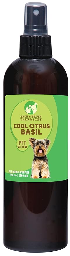 Bath & Brush Therapies ShowSeason Cool Citrus Basil Pet Cologne 12.5 oz For Dogs | Long-Lasting Odor Eliminator | Paraben-Free | Biodegradable and Non-Toxic | Made in The USA