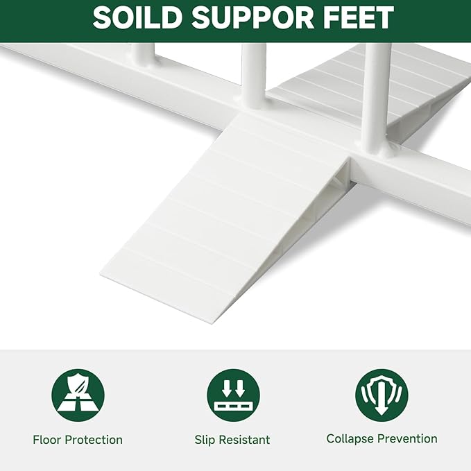 Snagle Paw Full Metal Freestanding Dog Gate,Indoor Pet Gate with Floor Protect Support Feet, 40x32 Inches Foldable Dog Fence for Stairs, Hallways and Doorways (32'' H 2 Panel, White