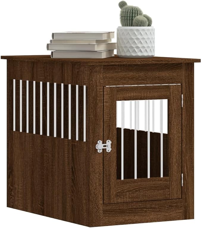 Dog Crate Furniture, Modern Dogs Kennel Indoor, Dog House Indoor, Puppy Cage Indoor Dog House, Brown Oak 21.7"x31.5"x26.8" Engineered Wood,-771