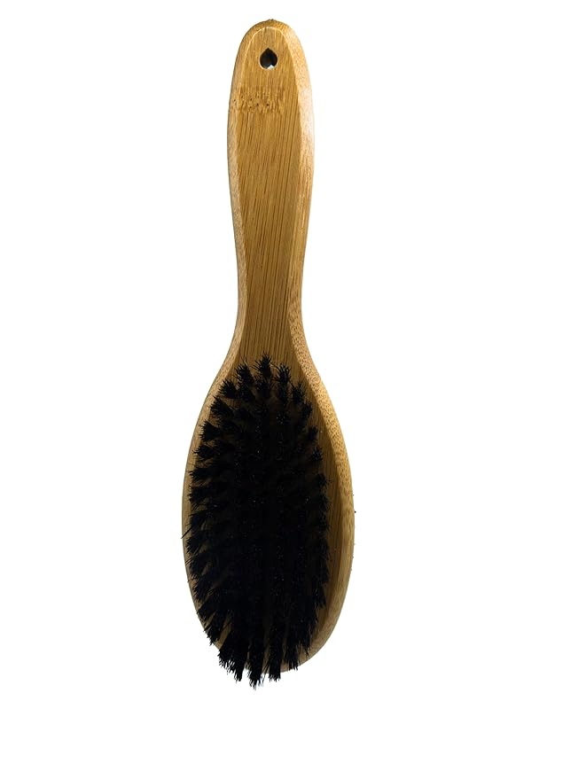 Pet Dog Brush Natural Bamboo Fiber Eco-Friendly Pet Grooming Dog and Cat Double-Sided Needle and Bristle Pet Deshedding Brush, brown