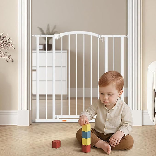 Baby Gate for Stairs and Doorways, 28.5" -40" Adjustable Width, 36" Height, Dog Gate for Doorways with Pressure & Wall Mount Kits, Baby Safety Gate for Stairs, Doorways, and Indoor Use