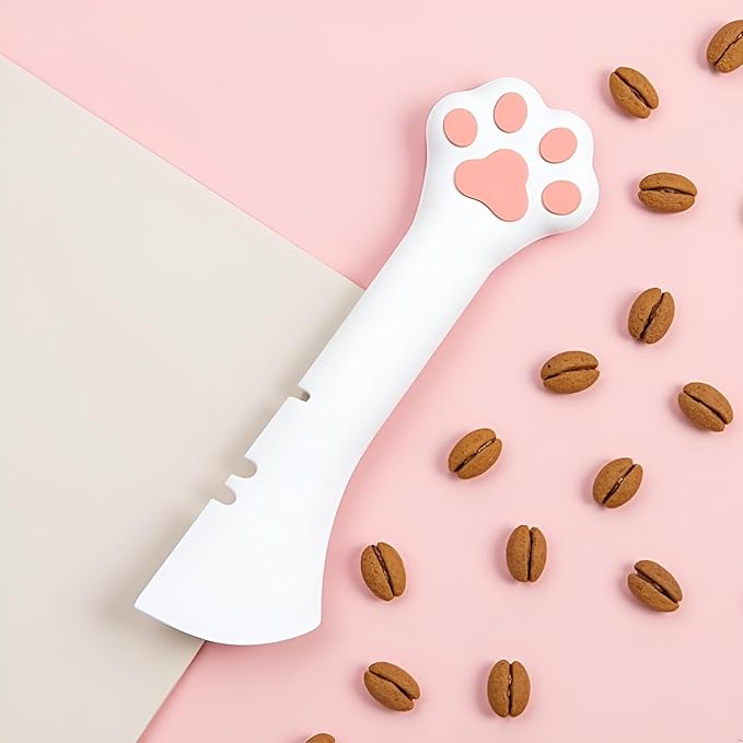 Pink Silicone Pet Food Spoon, Cat Food Can Opener Paw, Wet or Dry Food Short Spoon for Cat Dog With Mini Spatula, Feeding and Watering Supplies