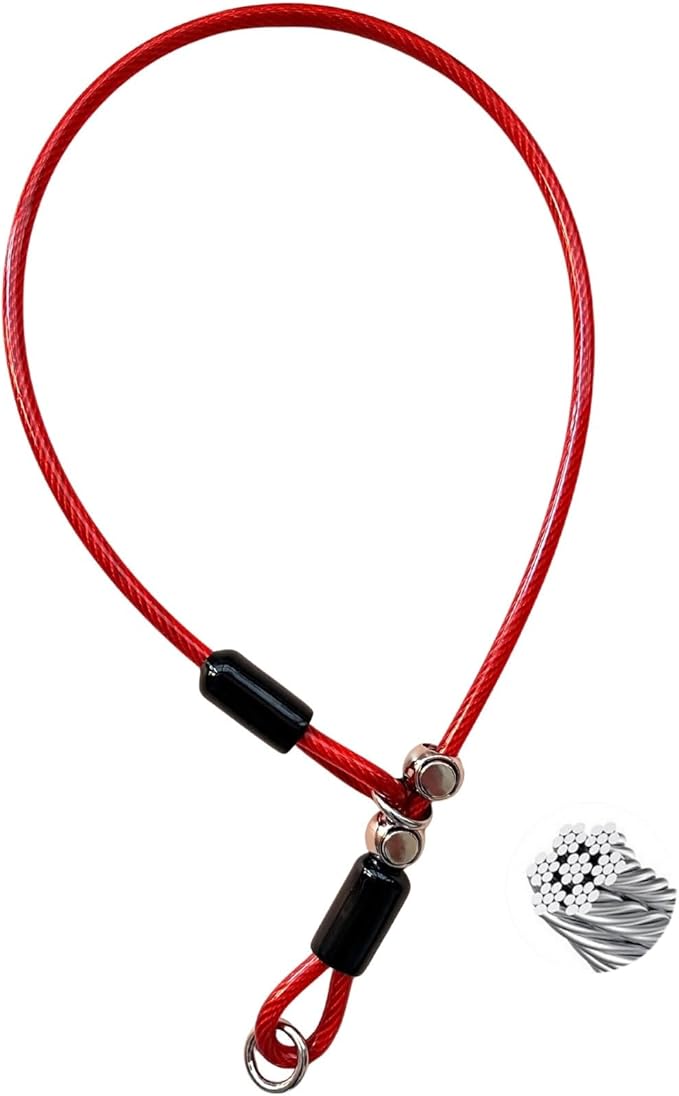 Heavy Duty Steel Wire Dog Training Collar - PVC Coated Martingale Slip Collar with Adjustable Safety Stopper for No-Pull Walking & Obedience Red 0.197" D/19.69" L