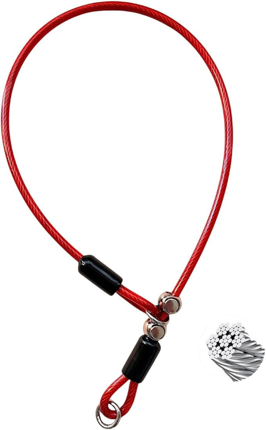 Heavy Duty Steel Wire Dog Training Collar - PVC Coated Martingale Slip Collar with Adjustable Safety Stopper for No-Pull Walking & Obedience Red 0.197" D/27.56" L