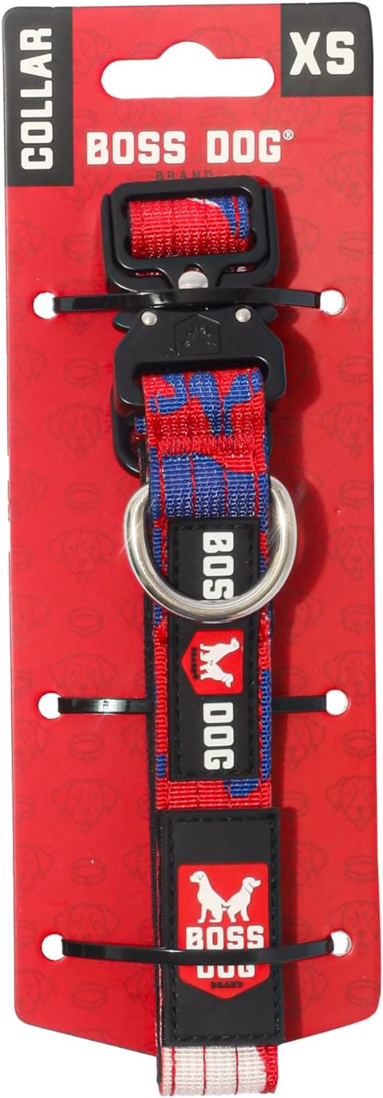 Boss Dog Tactical Collar, Red, White & Blue Camo, X-Small