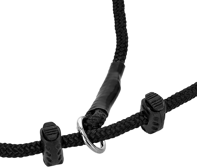 Dingo Gear Dog Choke Collar Hand Sewn Strong Polypropylene Braided Cord Two Limiters Waterproof Choker for K9 Training IGP Agitation Bite Work Obedience L - Black (S04049)
