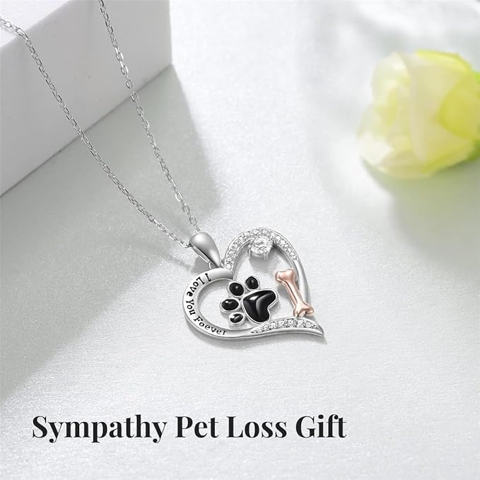 Cynlsum Dog Memorial Gifts Remembrance Necklace: Loss of Dog Sympathy Gift- Personalized Pet Necklace for Women Pet Lovers- Bereavement Gift Keepsake Passing Away Gifts Heart Shape