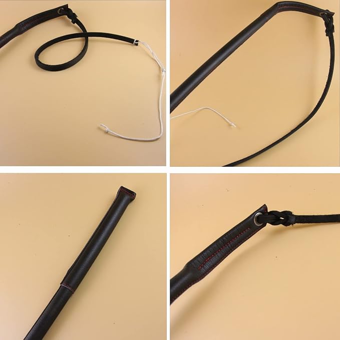 Pssopp Cowhide Dog Agitation Whip, Dog Teaser Wand Dogs Training Whip Outdoor Playing for Pulling Chasing Chewing Teasing Training