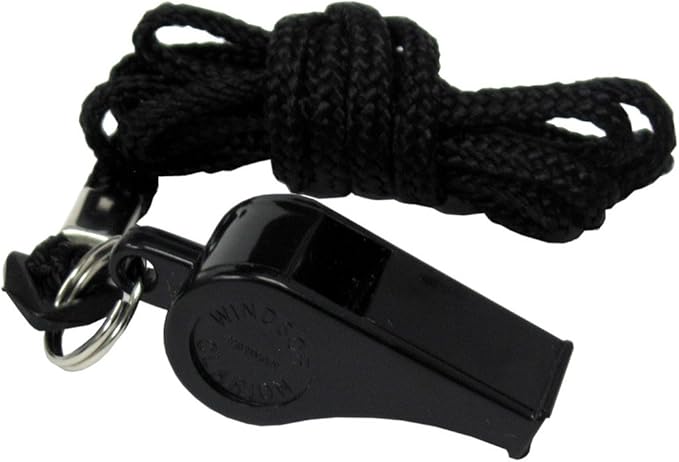 D.T. Systems Super-Pro Black Dog Training Whistle and Black Nylon Lanyard (80034)