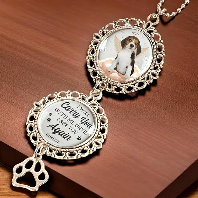 Custom Photo You were My Favorite Hello, Personalized Memorial Metal Car Charm for Pet Loss Gifts, Dog Keepsake Memorial, Loss of Pet Sympathy Gift Dog Ornament, Car Interior Accessories