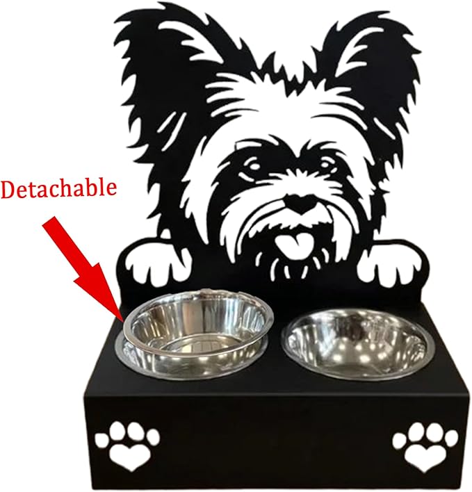 Personalized Dog Food Bowl Holder,Customized with Your Pet'S Name Pet Feeding Supplies Bowl Stainless Steel Dog Food and Water Dishes Gift for Pet Lovers (Yorkshire Terrier)