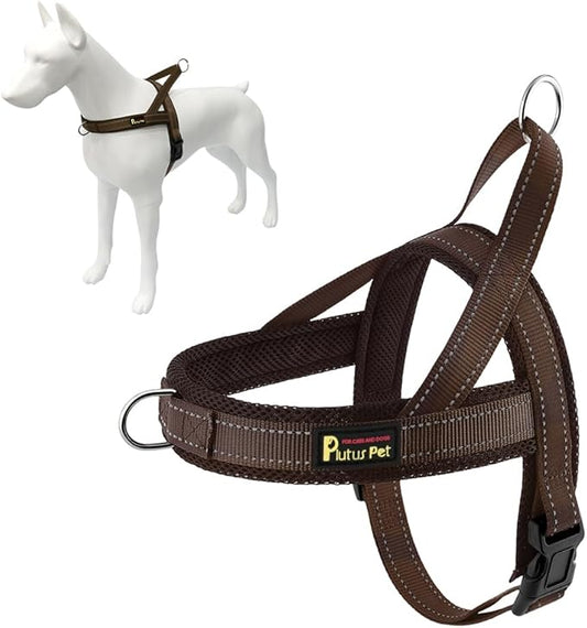 Plutus Pet No Pull Dog Harness with Breathable Mesh Padded, Adjustable Reflective Escape Proof Dog Harness, Quick Fit Dog Vest Harness for Small Medium Large Dogs(M, Chocolate)