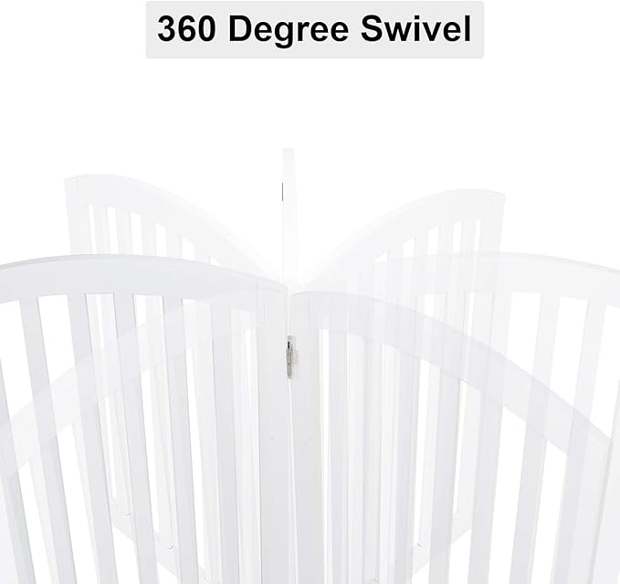 Bonnlo 30” Tall Free Standing Dog Gate for Doorways, 4 Panel Folding Pet Gates for The House Extra Wide, Indoor Dog Fence Wooden Gate for Puppy | Up to 83” Wide | White | 4 Foot Supporters
