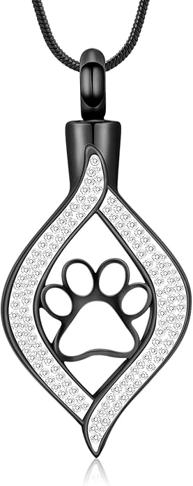 Cremation Jewelry for Ashes The Eye of My Heart Urn Necklace Keepsake with Dog/Cat Paw Memorial Urn Jewelry Stainless Steel Necklace Memorial for Pet Gift for Men Women