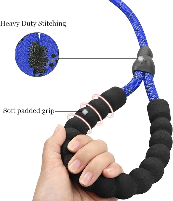 TagME Slip Leads for Dogs that Pull, 6 FT No-Pull Training Leash with Lock, Escape-Proof Design, Reflective & Padded Handle for Medium Dogs, Navy Blue