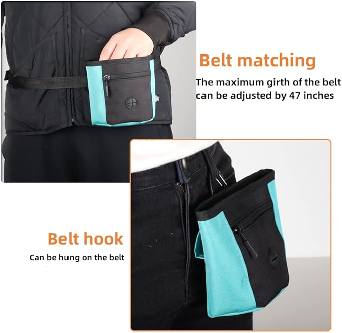 Dog Treat Pouch, Treat Bag for Dog Training, Dog Training Treat Pouch, Dog Walking Bag, Magnetic Seal, for Hands-Free Training, Puppy Snack Reward Bags Bait Pouches (Blue)