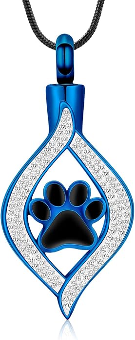 Cremation Jewelry for Ashes The Eye of My Heart Urn Necklace Keepsake with Dog/Cat Paw Memorial Urn Jewelry Stainless Steel Necklace Memorial for Pet Gift for Men Women