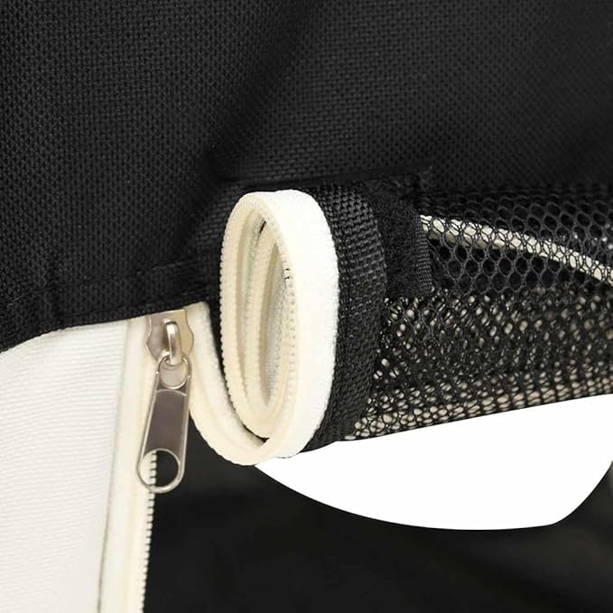 vidaXL Dog Playpen Black and Cream Polyester, Steel 35.4x35.4x22.8 in