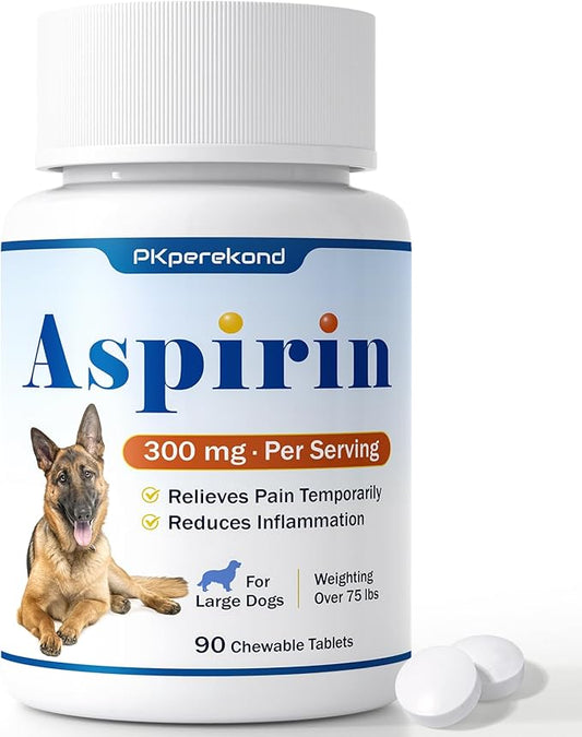 Dog Aspirin for Large Dogs, Low Gastrointestinal Irritation, Dog Joint Support and Inflammation Relief, 300mg, Arthritis Relief for Dogs, Pain Reliever Supplement, 90 Tablets