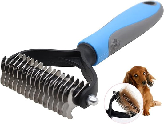 Pet Grooming Tool-2 Sided Undercoat Rake for Dogs &Cats-Safe and Effective Dematting Comb for Mats&Tangles Removing-Deshedding Brush for Large Dogs to Small Dogs(Large)