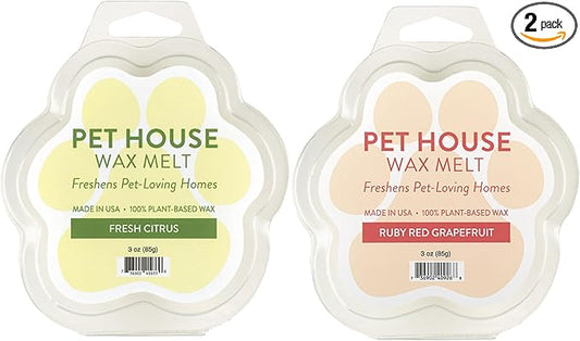 Pet House Fresh Citrus, Ruby Red Grapefruit Scengted Wax Melts - Long-Lasting Plant Based Soy Scented Wax Melts Pet Friendly Pack of 2