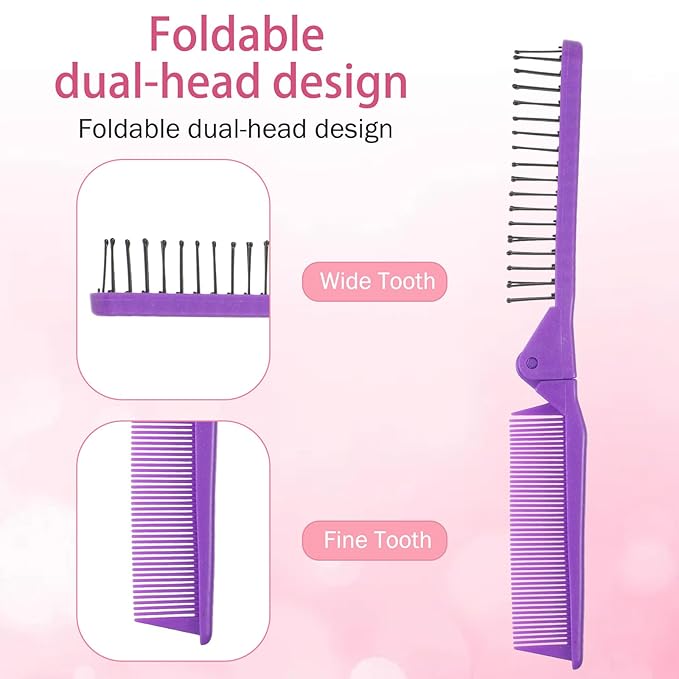 3PCS Dog Hair Brush Folding Small Puppy Cat Pet Grooming Brushes, Professional Comb Brush Supplies to Effectively Remove Tangles, Knots and Mats(3 Colors)