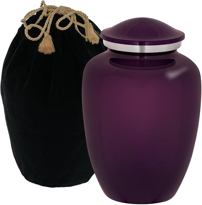Homage Large Custom Photo Pet Cremation Urn for Pet Ashes - Vase Style Pet Urn - 200 Cubic Inch Capacity -Personalization Included (Amethyst)