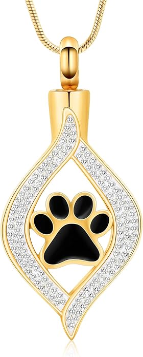 Cremation Jewelry for Ashes The Eye of My Heart Urn Necklace Keepsake with Dog/Cat Paw Memorial Urn Jewelry Stainless Steel Necklace Memorial for Pet Gift for Men Women