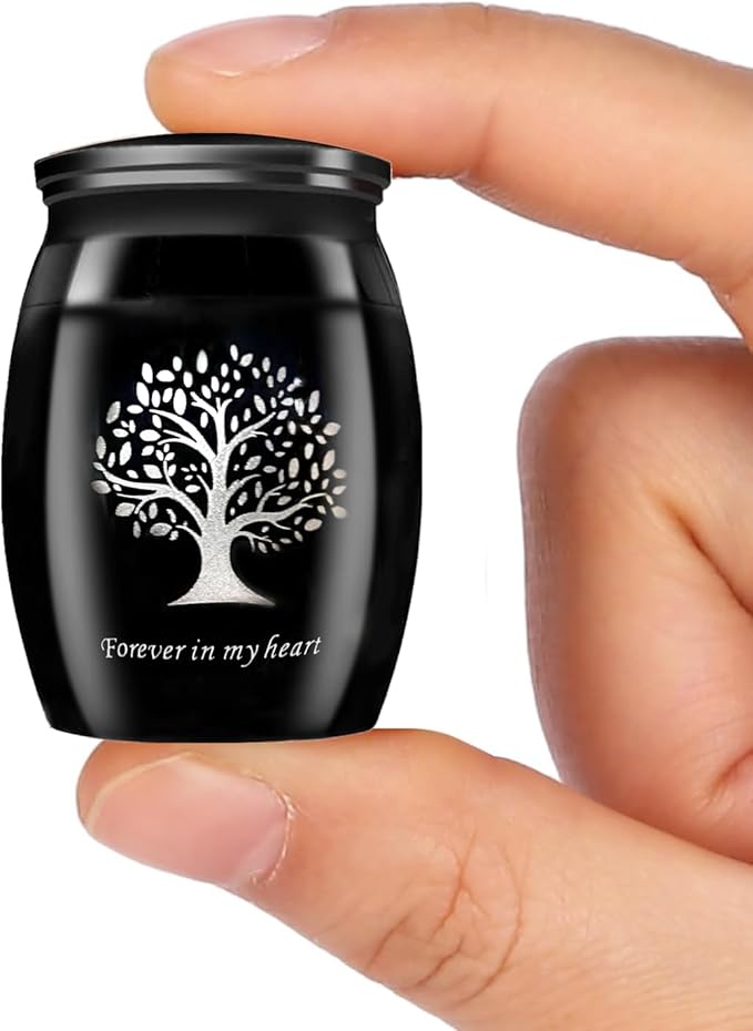Small Keepsake Urns for Pet Ashes,1.58 Inch Mini Cremation Urns for Ashes with Tree of Life Pattern,Stainless Steel Decorative Memorial Mini Funeral Urn for Ash (1 Pack)