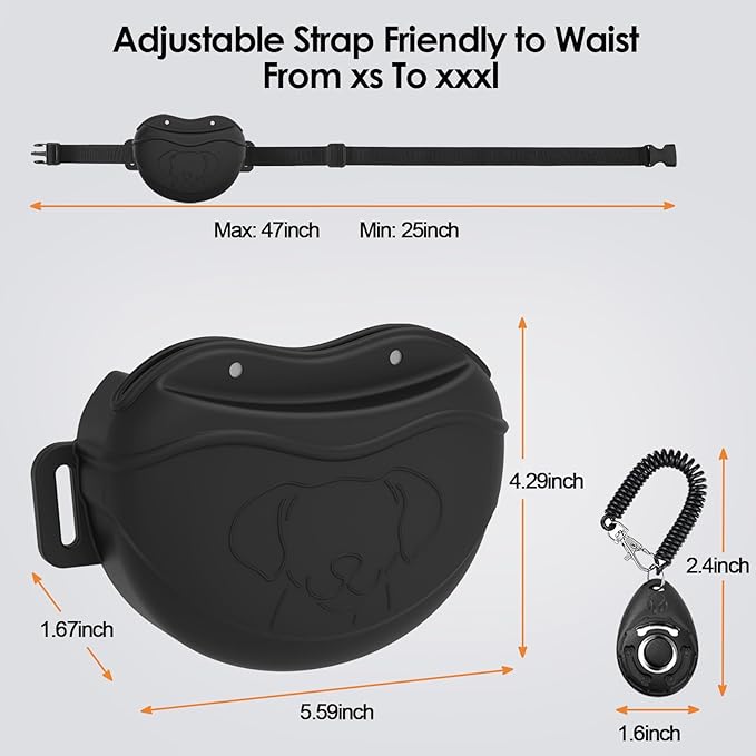 Dog Treat Pouches for Pet Training - Magnetic Auto-Close Dog Training Treat Pouch with Belt & Clicker, Portable Hands-Free Pet Treat Bag for Walking, Easy to Clean & Avoid Spills